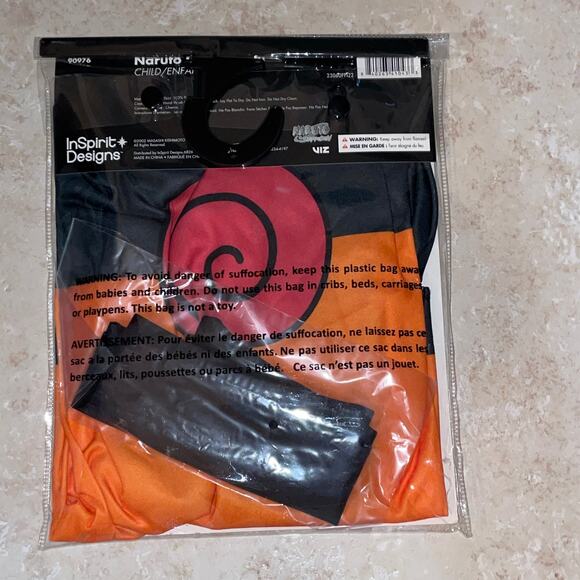 BOYS ANIME NARUTO NINJA HALLOWEEN COSTUME KIT SHIRT & HEADPIECE NEW - Picture 1 of 3